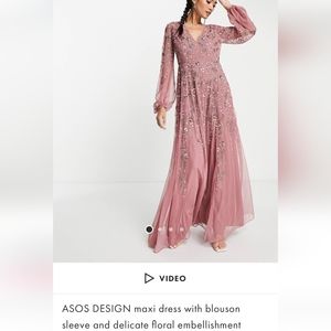 ASOS DESIGN maxi dress with blousonsleeve and delicate floral embellishment